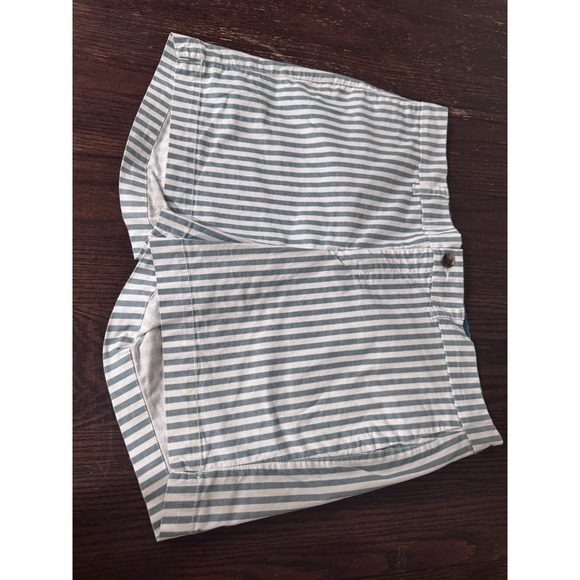 Old Navy Pants - Old Navy Striped Chino Shorts 14 Teal White Coastal Beach Preppy Summer Vacay